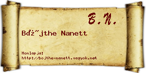 Bőjthe Nanett névjegykártya